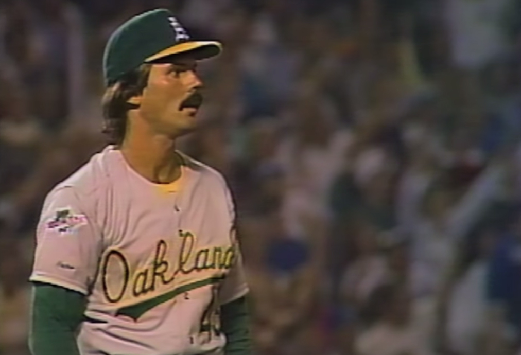 World Series Game 4: Dennis Eckersley throws first pitch to Kirk