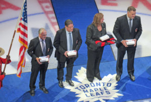 (The 2016 Hall of Fame inductees receive their HoF Jackets and a gift during the Legends game at the ACC)