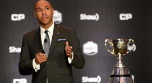 CFL commissioner Jeffrey Orridge addresses the media at Friday morning's State of the League. (Photo credit: Ryan Remiorz/CP)